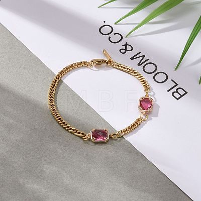 Rectangle with Glass Link Bracelets BJEW-JB06275-05-1