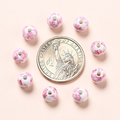 Handmade Printed Porcelain Beads PORC-Q201-8mm-3-1