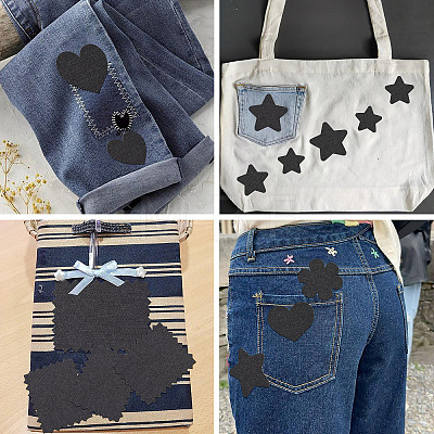 4Pcs Denim Cloth Iron on Sew on Patches SENE-TA0001-03-1