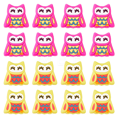 DICOSMETIC 16Pcs 2 Colors Owl Food Grade Eco-Friendly Silicone Beads SIL-DC0001-32-1