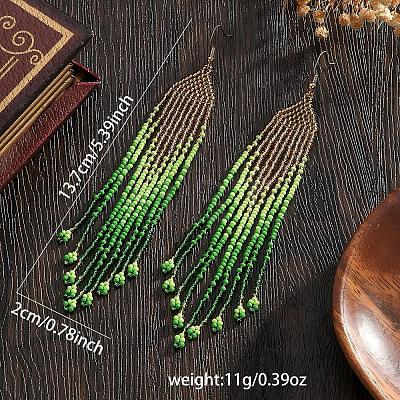 Bohemian Handmade Glass Seed Beads Tassel Dangle Earrings KU8026-1