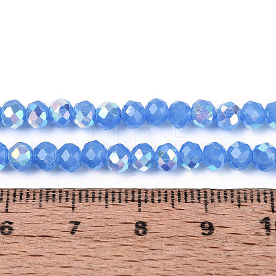 AB Color Plated Opaque Glass Rondelle Beads Strands EGLA-T029-4mm-09J-1
