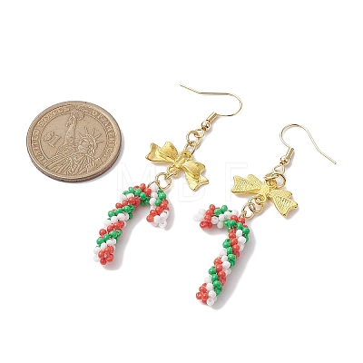 Christmas Theme Glass Seed Beaded Dangle Earrings for Women EJEW-MZ00215-1