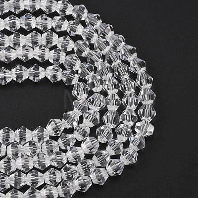 Clear Faceted Glass Bicone Beads Strands X-GLAA-S026-6mm-07-1
