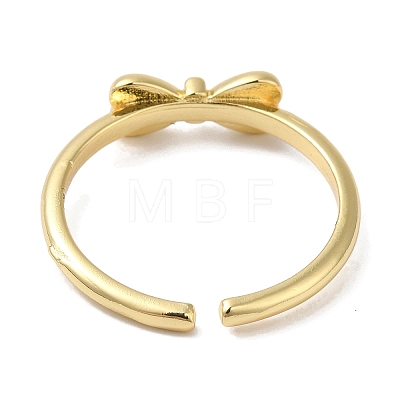 Rack Plating Bowknot Brass Open Cuff Ring for Women KK-B092-39G-1