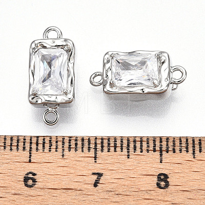 Brass Micro Pave Clear Cubic Zirconia Box Clasps KK-P291-30P-1