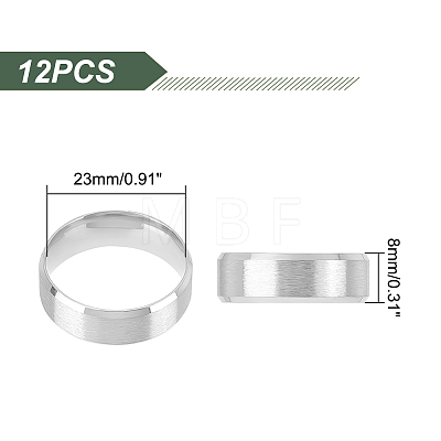 Unicraftale 12Pcs 201 Stainless Steel Plain Band Ring for Men Women RJEW-UN0002-44C-1