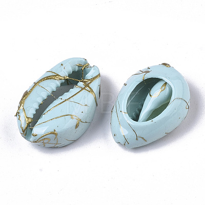 Spray Painted Natural Cowrie Shell Beads X-SSHEL-R047-03-A04-1