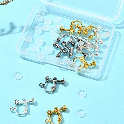 12Pcs 3 Colors Brass Screw On Clip-on Earring Findings KK-FS0001-29-1