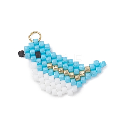 Beaded Bird Charms PALLOY-MZ01172-01-1