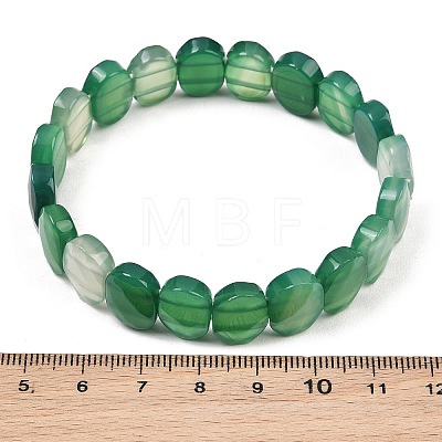 Dyed & Heated Natural Agate Oval Beaded Stretch Bracelet G-E010-01-22-1