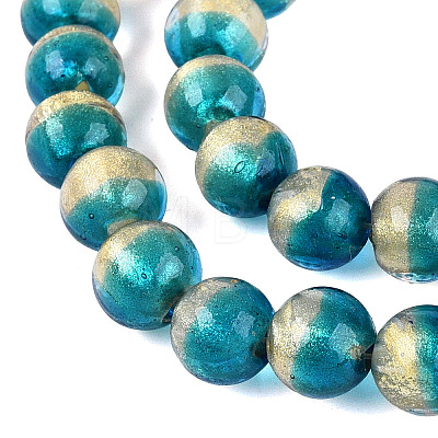Handmade Lampwork with Gold Powder Beads Strands LAMP-N037-06A-02-1