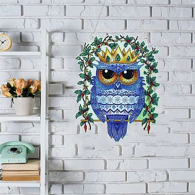 Owl Wreath DIY Diamond Painting Door Window Hanging Decoration Kits PW-WG18875-01-1