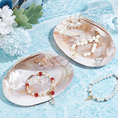 2Pcs Natural Freshwater Pearl Shell Decoration SHEL-NB0001-64-1