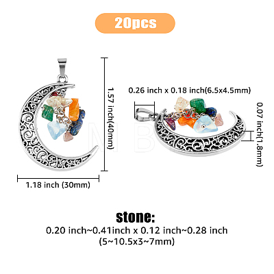 20Pcs Natural Mixed Stone Pendants FIND-FH0005-55-1