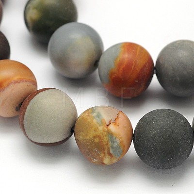 Frosted Round Natural Polychrome Agate Beads Strands G-N0166-67-4mm-1