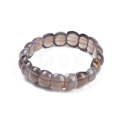 Natural Grey Agate Beaded Stretch Bracelets for Women Men BJEW-M049-10A-1