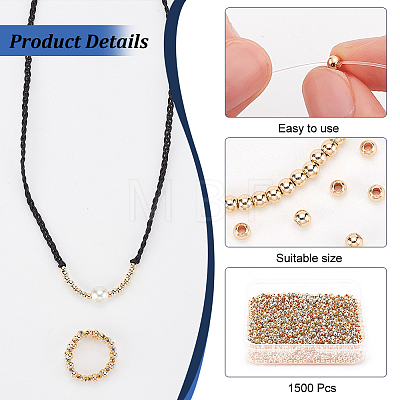   1500Pcs Brass Solid Beads KK-PH0005-90B-1