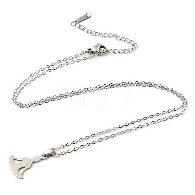 201 Stainless Steel Yoga Human Pendant Necklace with Cable Chains NJEW-Q317-16P-1