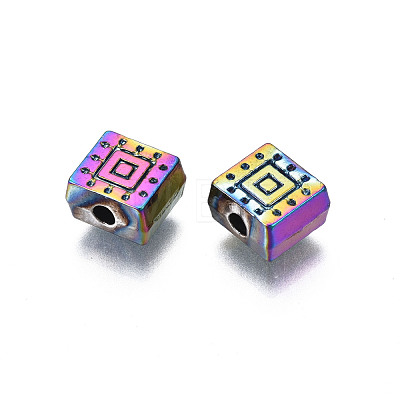 Rack Plating Rainbow Color Alloy Beads PALLOY-S180-357-1