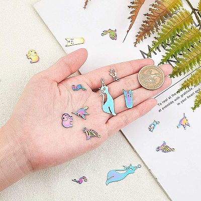 201 Stainless Steel Kitten Pendants STAS-UN0004-57-1