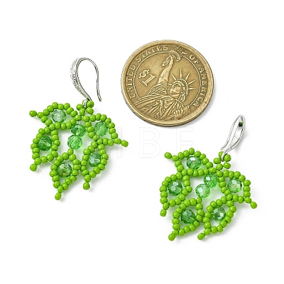 Handmade Glass Seed Beads Dangle Earrings EJEW-MZ00367-03-1