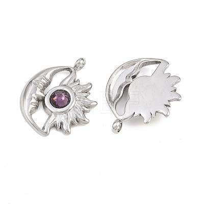 304 Stainless Steel Rhinestone Pendants STAS-Z166-24P-02-1