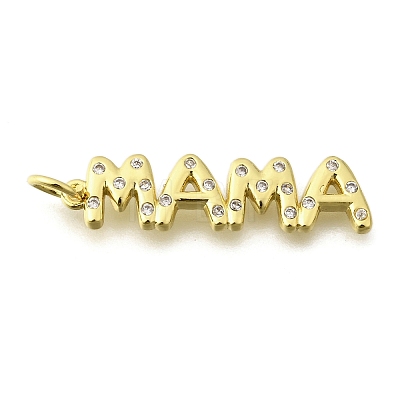 Mother's Day Brass Micro Pave Cubic Zirconia Pendants KK-V007-26G-1