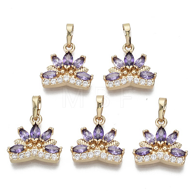 Brass Micro Cubic Zirconia Charms KK-N235-031D-1