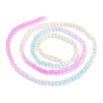 Transparent Gradient Color Glass Beads Strands GLAA-G101-2mm-07-1