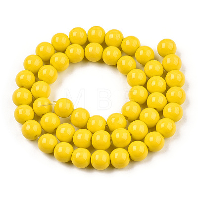 Opaque Solid Color Glass Beads Strands GLAA-T032-P8mm-08-1