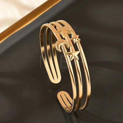 304 Stainless Steel Cuff Bangles for Women BJEW-B120-07G-03-1