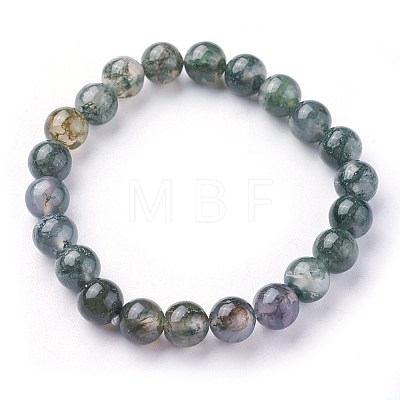 Natural Moss Agate Beads Stretch Bracelets X-BJEW-F380-01-B15-1