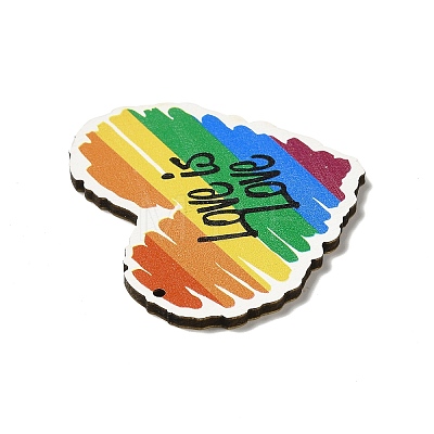 Rainbow/Pride Flag Theme Single Printed Aspen Wood Pendants WOOD-G014-21-1