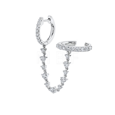 Brass Cubic Zirconia Hoop Earrings FS-WGC777E-02-1