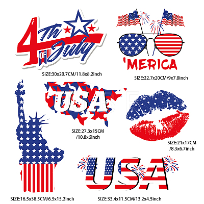 USA Pattern PET Heat Transfer Film Logo Stickers Set DIY-WH0230-025-1