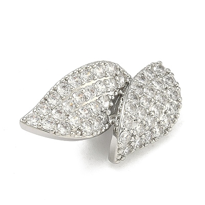 Leaf Brass Micro Pave Cubic Zirconia Enhancer Shortener Bails KK-F934-07D-P-1