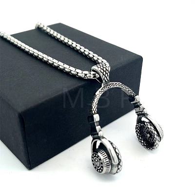 Vintage Hip-Hop 304 Stainless Steel Headset Pendant Necklaces for Men Women NI7157-1