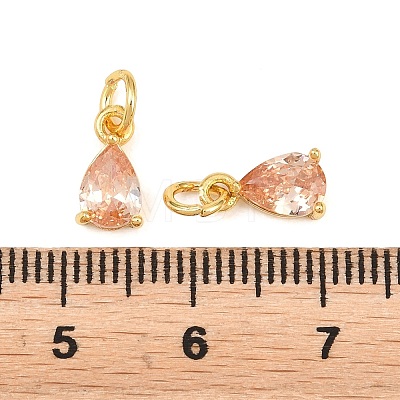 Brass Pave Cubic Zirconia Charms KK-K340-51G-02-1
