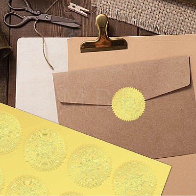 34 Sheets Self Adhesive Gold Foil Embossed Stickers DIY-WH0509-003-1