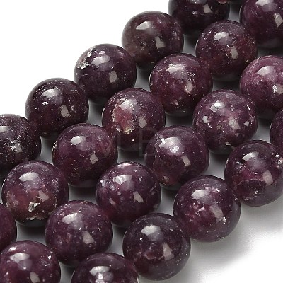 Natural Lepidolite/Purple Mica Stone Beads Strands G-H335-B03-12mm-A-1