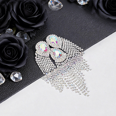 Iron with Rhinestone Tassel Rivet Epaulettes AJEW-WH0481-527A-1
