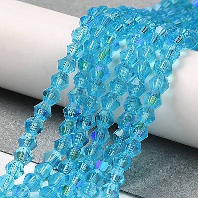 Transparent Electroplate Glass Beads Strands GLAA-F029-3mm-D19-1