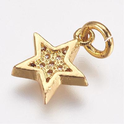 Brass Micro Pave Cubic Zirconia Charms ZIRC-G087-35G-1