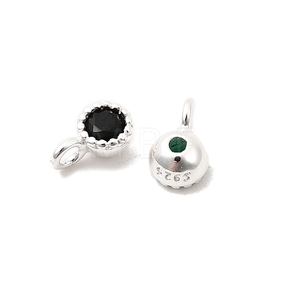 925 Sterling Silver Pave Cubic Zirconia Flat Round Charms STER-K188-05S-1