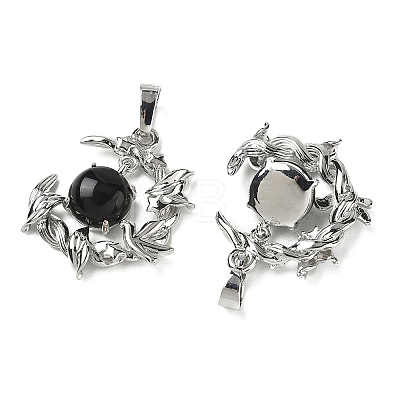 Natural Obsidian Pendants G-B194-01P-08-1