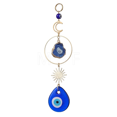 Handmade Lampwork Teardrop with Evil Eye Pendants Pendant Decorations HJEW-JM02315-1