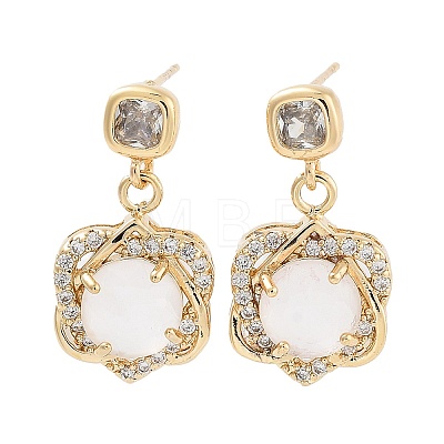 Brass with Glass Dangle Studs Earrings EJEW-Q800-12KCG-1