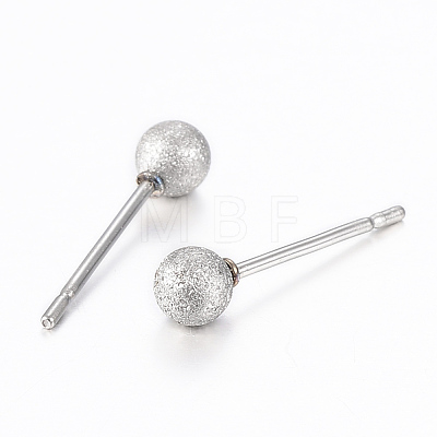 304 Stainless Steel Ball Stud Earrings EJEW-K064-A-01P-1