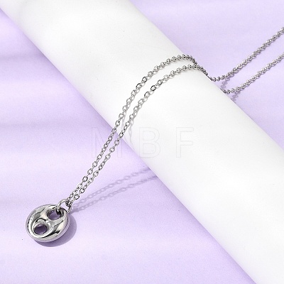 304 Stainless Steel Oval Pendant Necklaces & Bracelets & Stud Earrings Sets SJEW-P008-02P-1